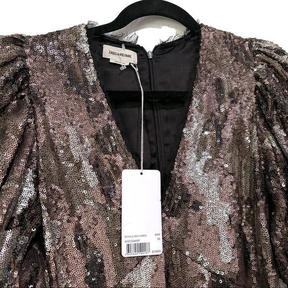 ZADIG & VOLTAIRE Royal Sequin Camo-Print A-Line Mini Dress Size XS NWT - Picture 11 of 12